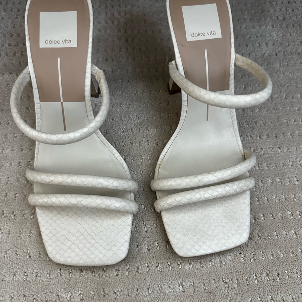 Dolce Vita White Textured Heels